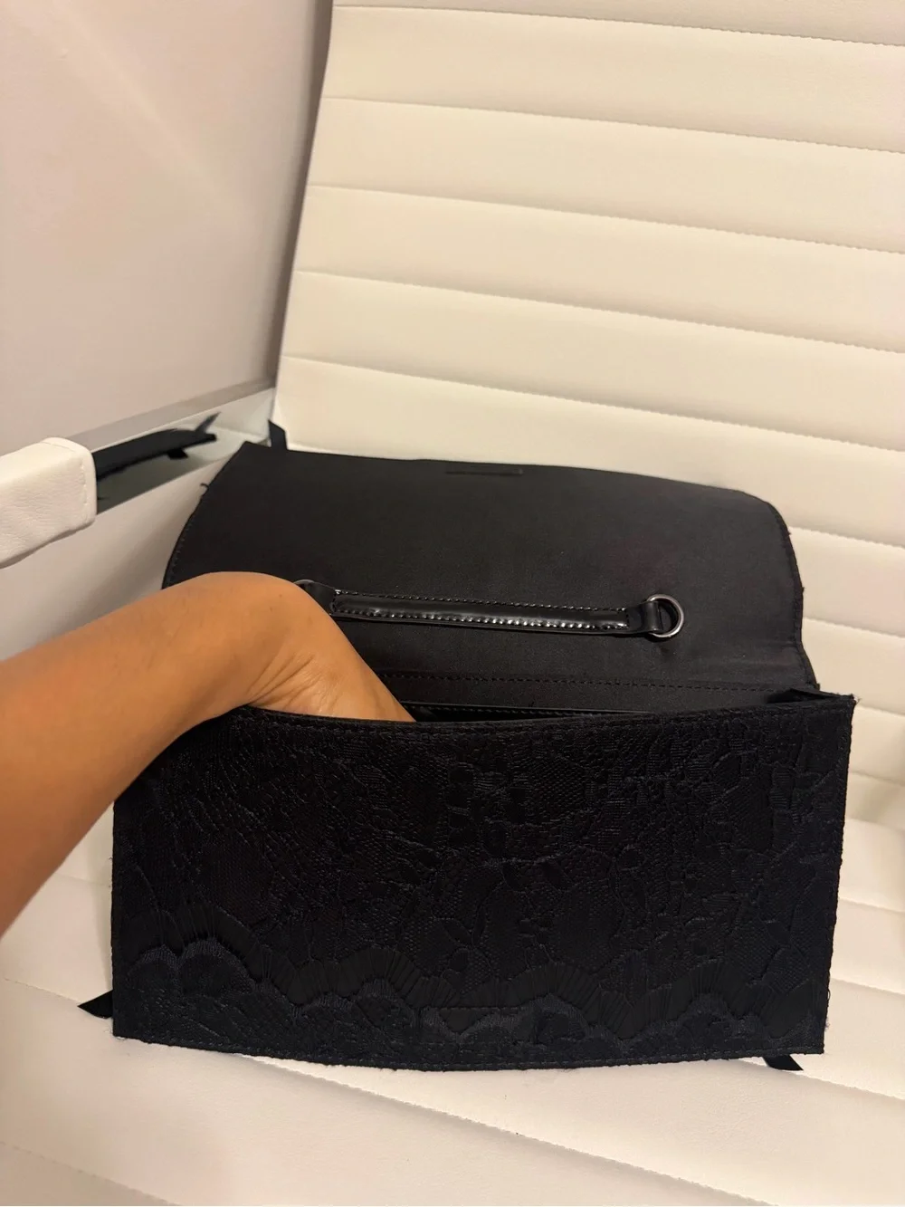 Prabal Gurung Black Satin Bow & Lace Clutch
